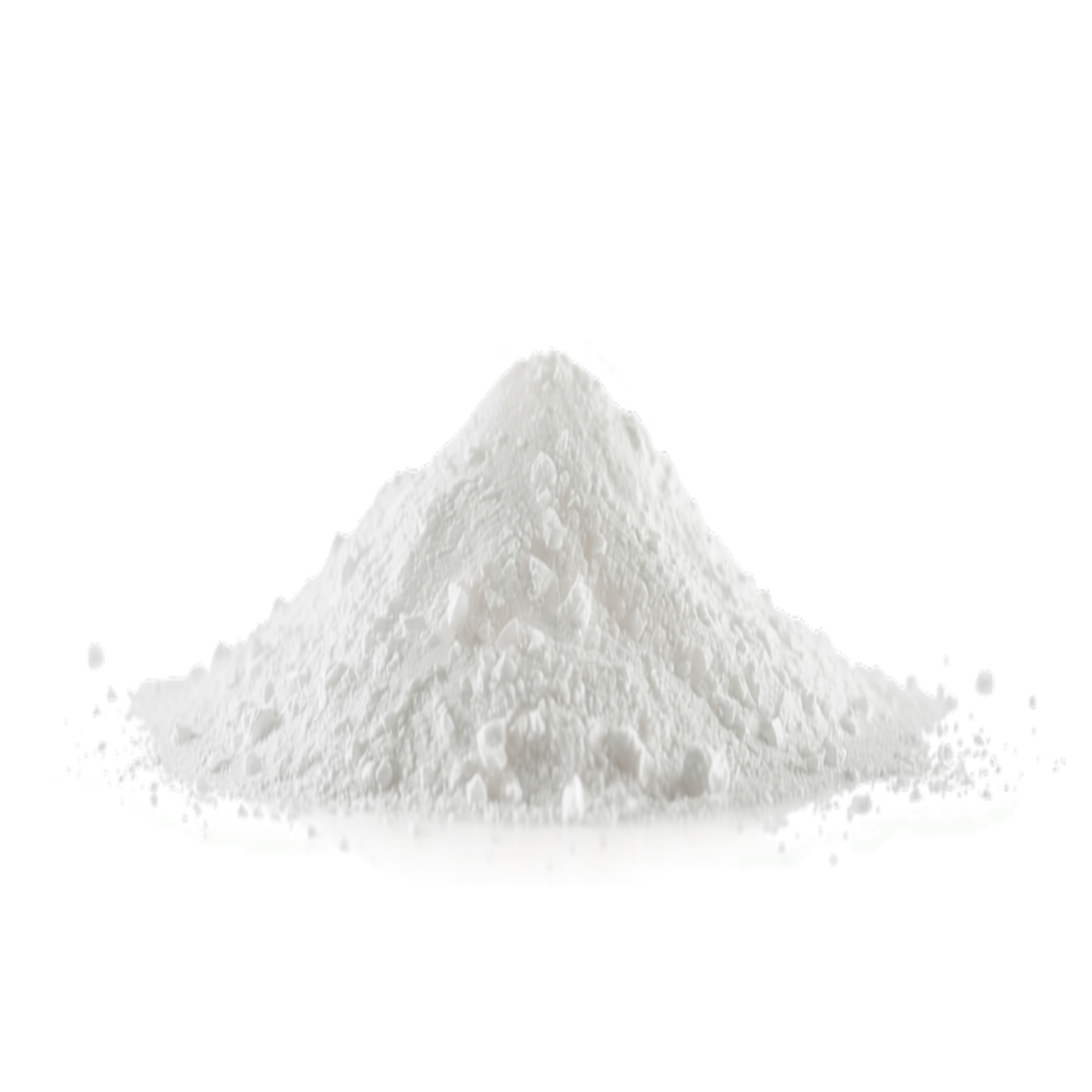Carbonato de Magnesio en polvo blanco - montaña de polvo sobre fondo blanco