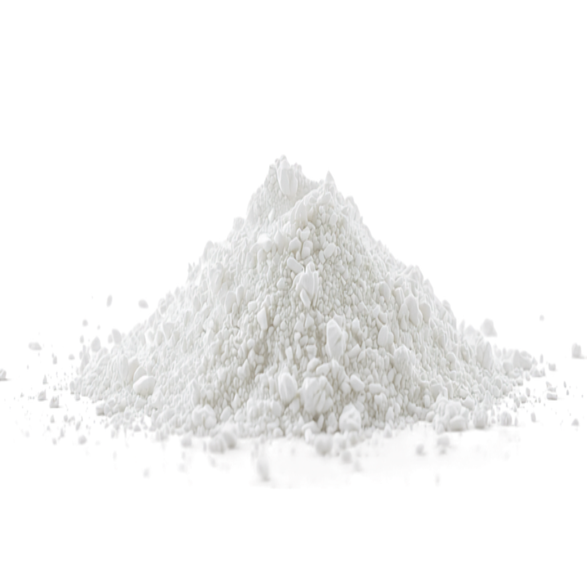Citrato de Magnesio Liposomal en polvo blanco - montaña de polvo sobre fondo blanco