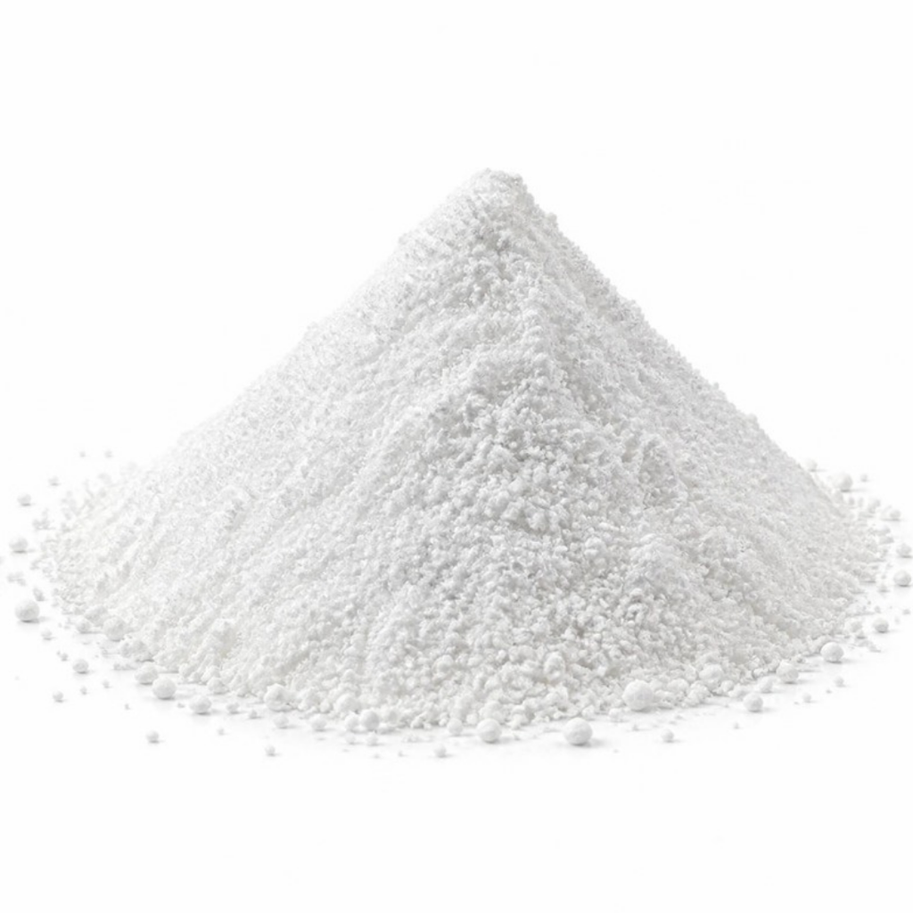 Bisglicinato de Magnesio en polvo a granel sobre fondo blanco