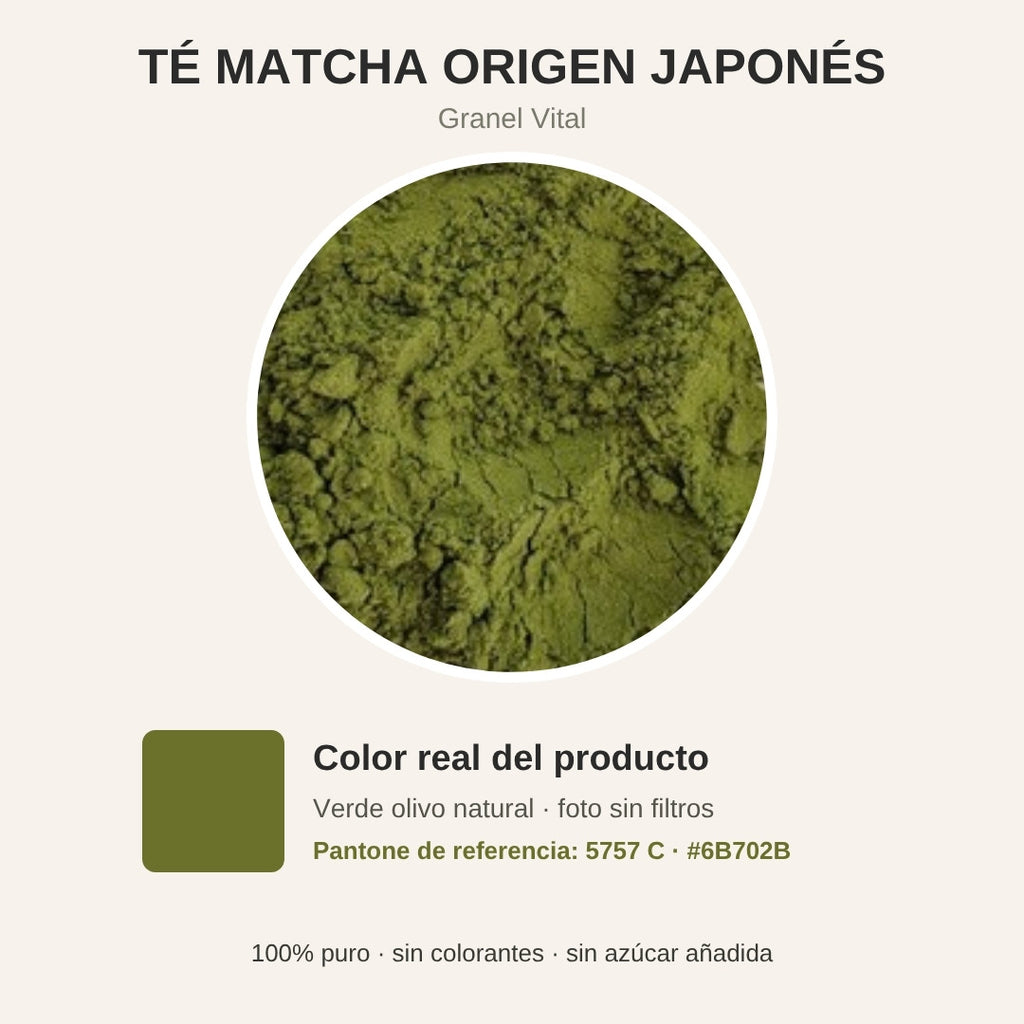 Color real del Té Matcha origen japonés - Pantone 5757 C (#6B702B)